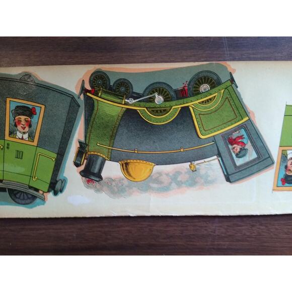 Antique Victorian French Game Print Art Train Patrons Comical 1900's Lithograph - Picture 5 of 9